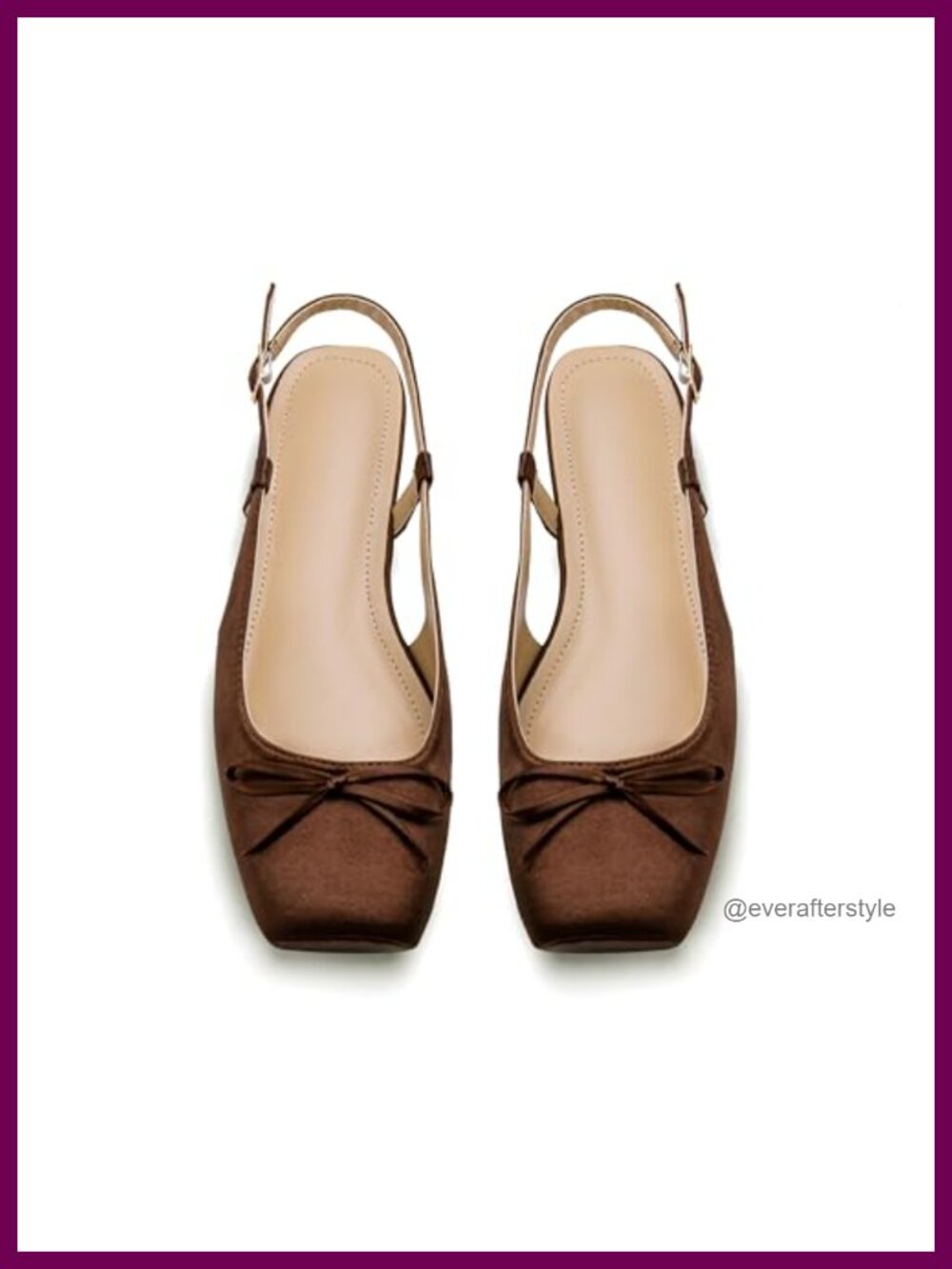 Women's Satin Ballet Flats Square Toe Slingback Bow Memory Foam Dressy Flats